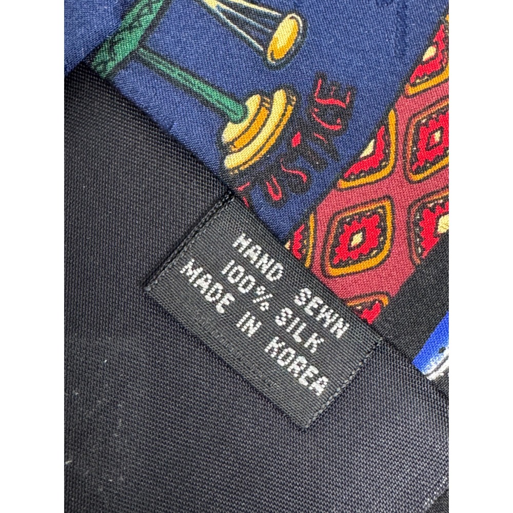 Nicole Miller 1994 Vintage Law Legal Theme Silk Necktie Navy Black Shark Gavel - Picture 4 of 7